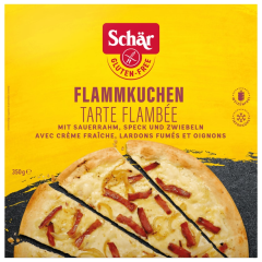 Schär Flammkuchen mit Sauerrahm, Speck und Zwiebeln glutenfrei