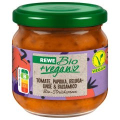 REWE Bio + vegan Streichcreme Tomate, Paprika, Belugalinse & Balsamico