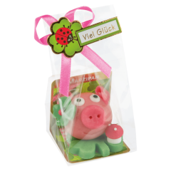 Günthart Marzipan Glücks-Schweinchen mit Kleeblatt