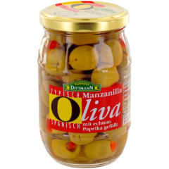 Feinkost Dittmann Oliva Manzanilla-Oliven mit Paprika gefüllt