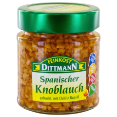 Feinkost Dittmann Spanischer Knoblauch gehackt, mit Chili in Rapsöl vegan