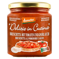 Delizie in Cucina Bio Demeter Bruschette mit Tomaten und Knoblauch