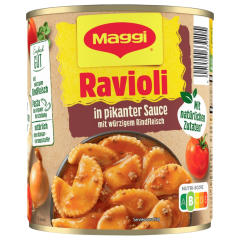 Maggi Ravioli in pikanter Sauce mit Fleisch