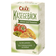 Cräx Käsegebäck mit Oliven und Tomate