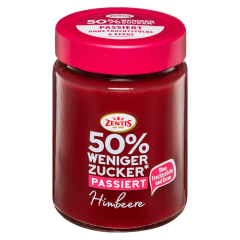 Zentis 50% weniger Zucker Himbeere passiert