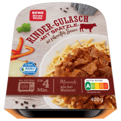 Rewe Beste Wahl Rinder-Gulasch mit Spätzle in pikanter Sauce