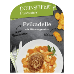 Dornseifers Frischeküche Frikadelle mit Möhrengemüse