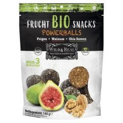 Wild & Real Bio Frucht Snacks Powerballs Feigen + Walnuss + Chia Samen vegan