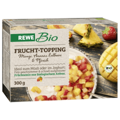 REWE Bio Frucht-Topping Mango Ananas Erdbeere & Pfirsich