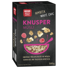 REWE Beste Wahl Knusper Müsli weiße Schokolade Himbeere