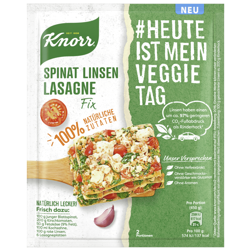 Knorr Fix Natürlich Lecker Spinat Linsen Lasagne