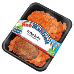 Esser Fixe Mahlzeit Frikadelle mit Möhrengemüse