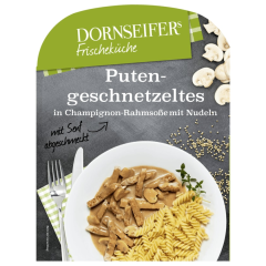 Dornseifer Putengeschnetzeltes in Champignon- Rahmsoße mit Nudeln