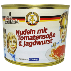 Schulküche Nudeln mit Tomatensoße & Jagdwurst