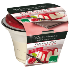 Weißenhorner Milch Manufaktur Bio Panna Cotta mit Himbeersoße