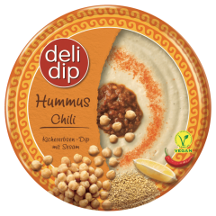 deli dip Hummus Chili Kichererbsen Dip mit Sesam vegan